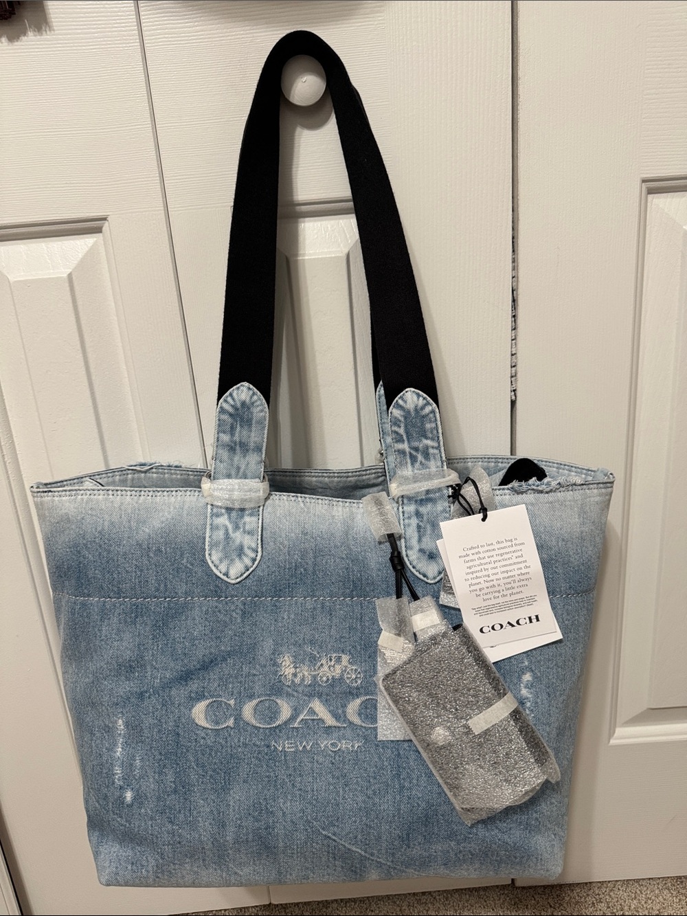 NWT COACH Denim Tote Bag with convertible shoulder/handles